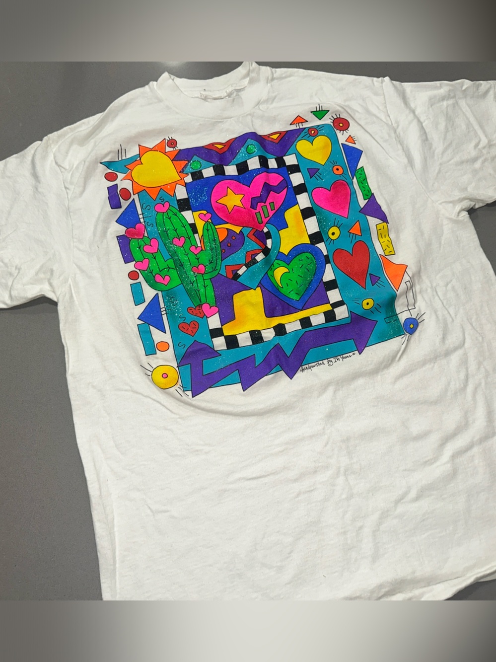 White Short Sleeve Graphic Tee with Vibrant Pop Art Design
